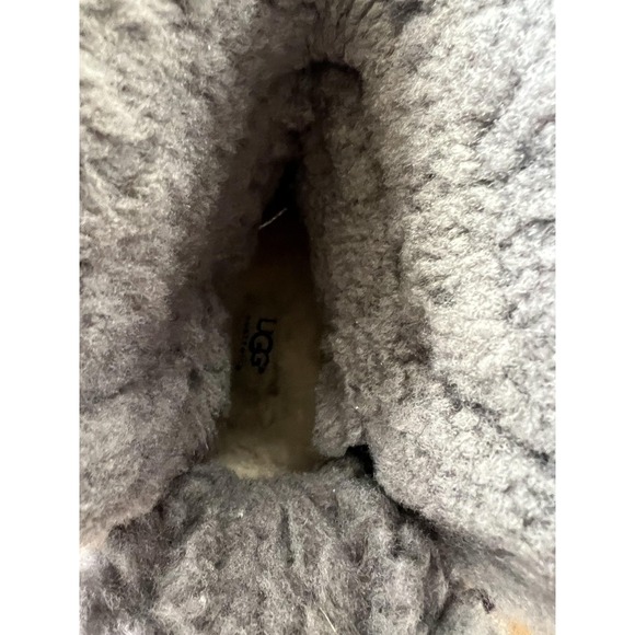 UGG Winter Boots Womens 6 Black Gray Shearling Fur Cuff Thinsulate Waterproof - Picture 7 of 7